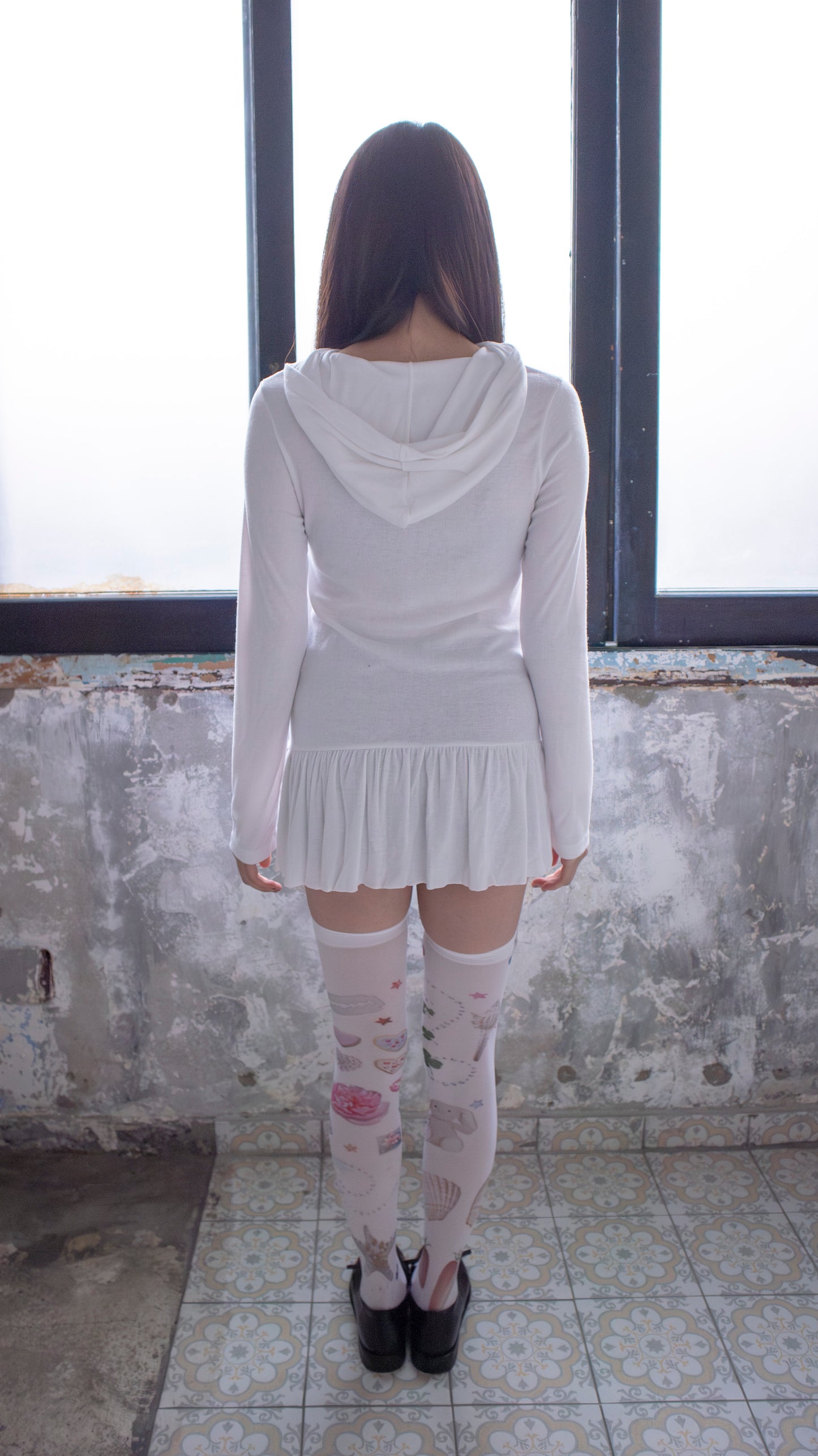 193 Chakra hoodie dress (white)