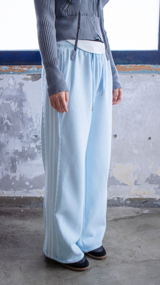 Lace tape sweatpants (skyblue)