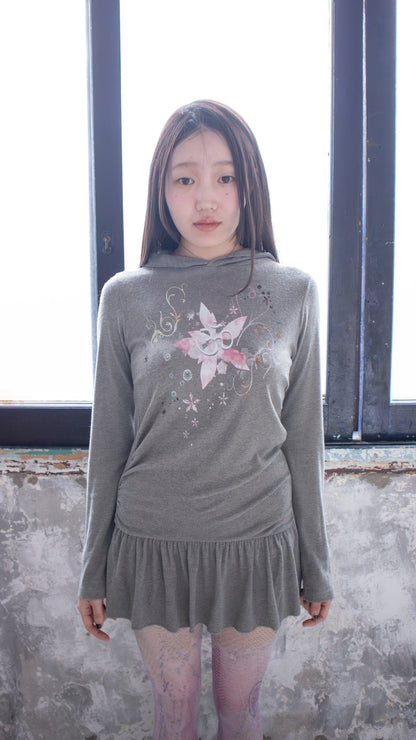 193 Chakra hoodie dress (khaki gray)