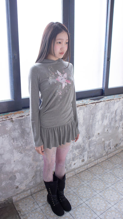 193 Chakra hoodie dress (khaki gray)