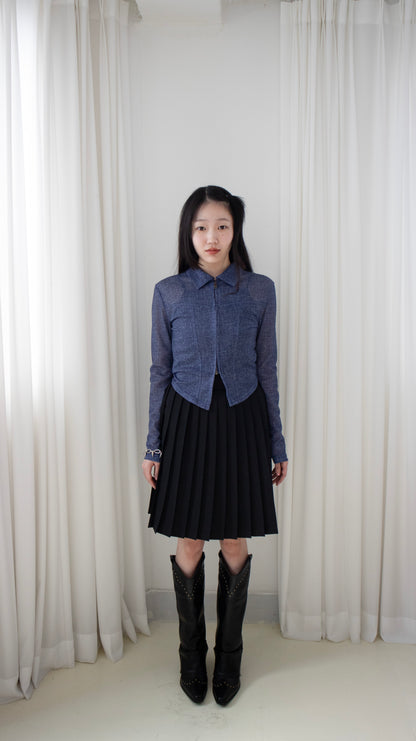 Student pleated skirt (black)