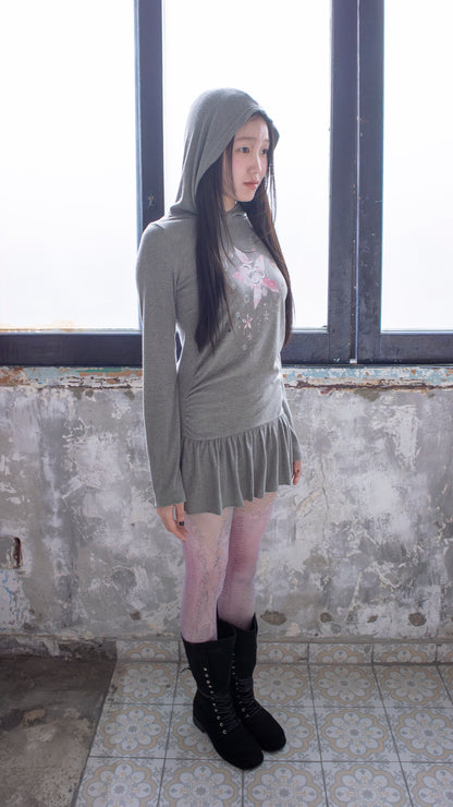 193 Chakra hoodie dress (khaki gray)