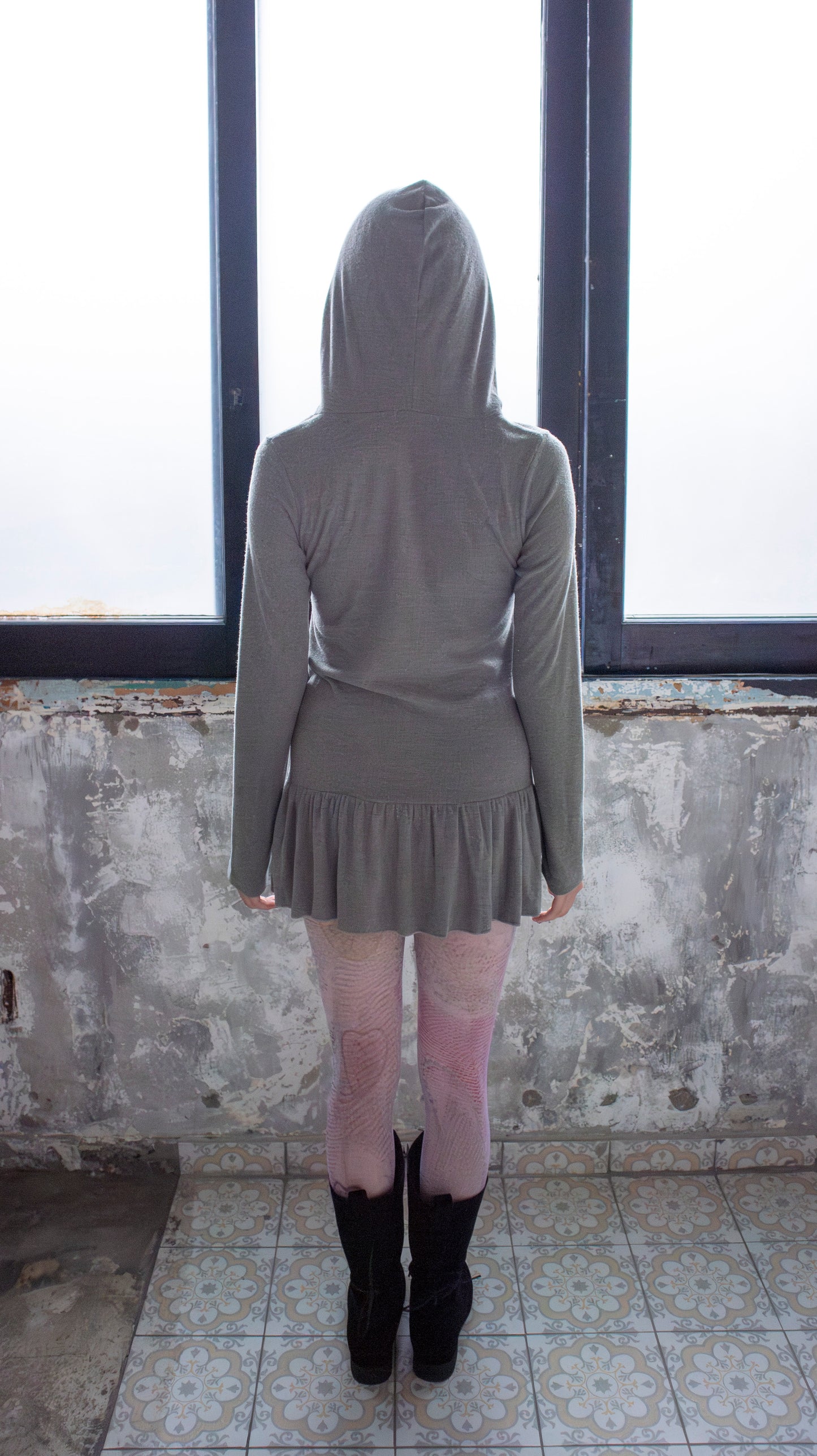 193 Chakra hoodie dress (khaki gray)