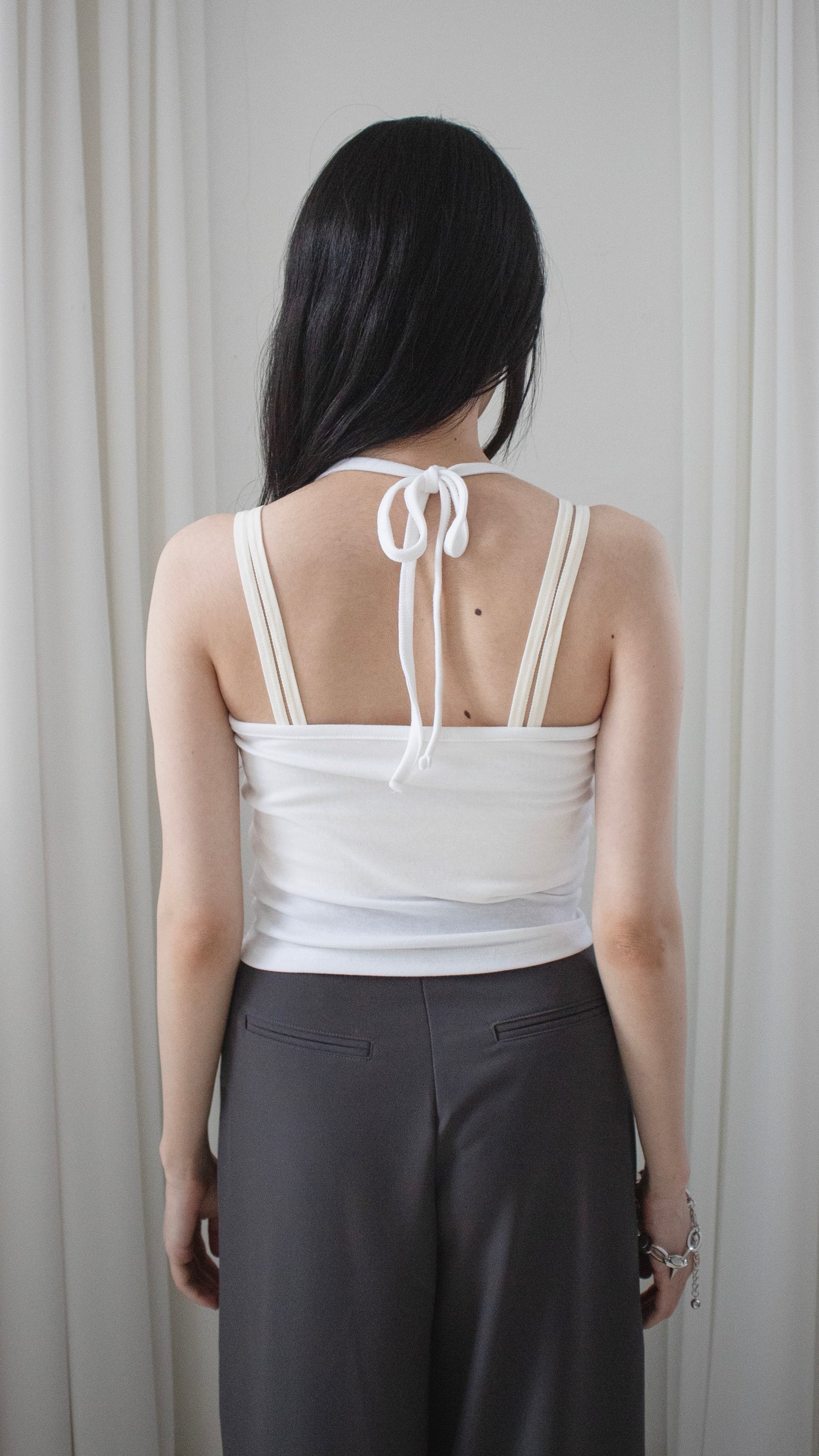 String halter sleeveless (white)