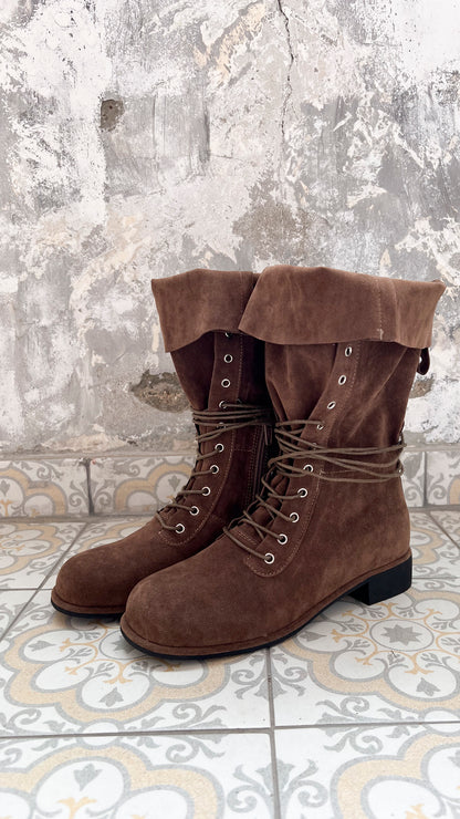 Foldover 2-way suede boots (brown)