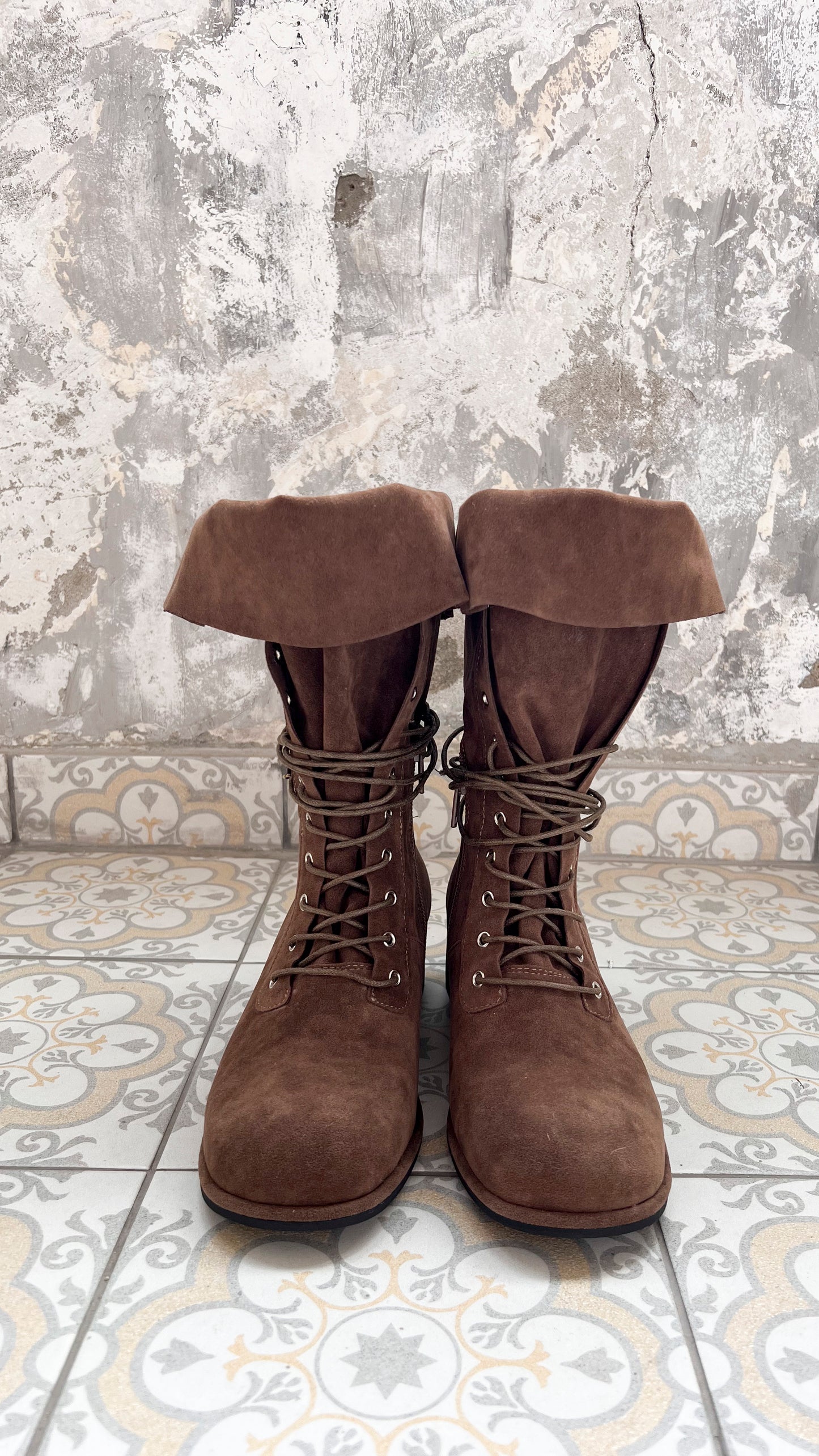 Foldover 2-way suede boots (brown)