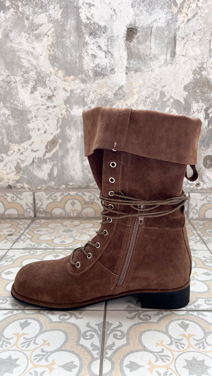 Foldover 2-way suede boots (brown)