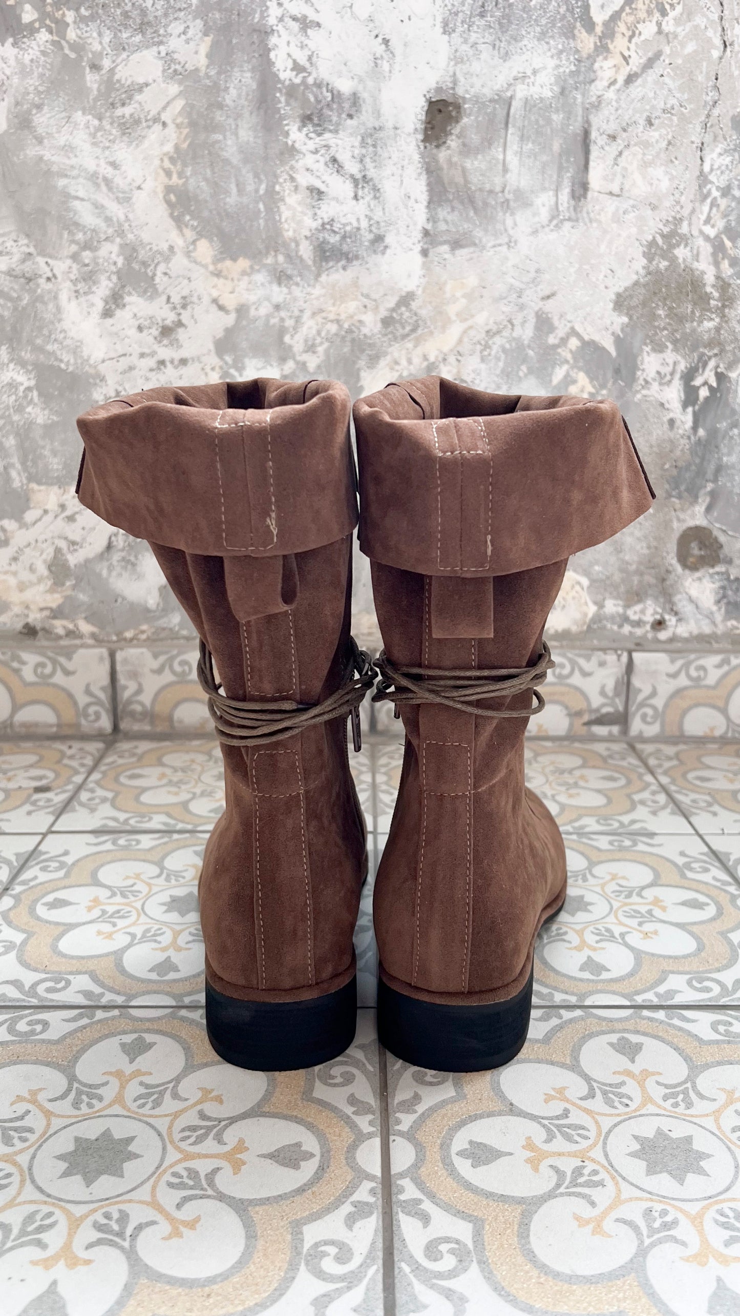 Foldover 2-way suede boots (brown)