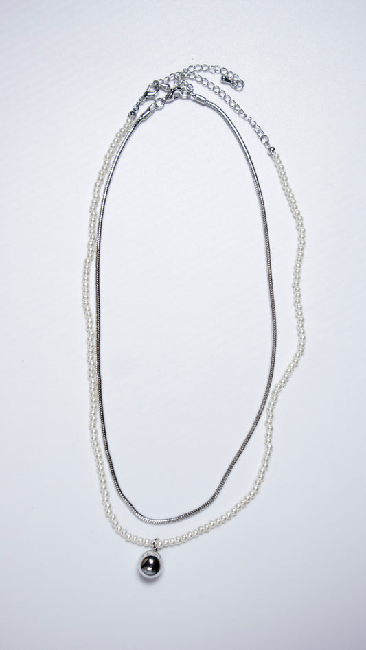 Layered silver ball necklace