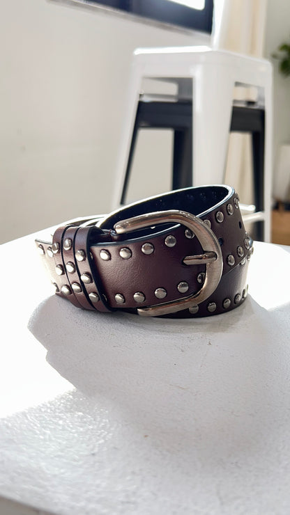 Stud leather belt (2color)