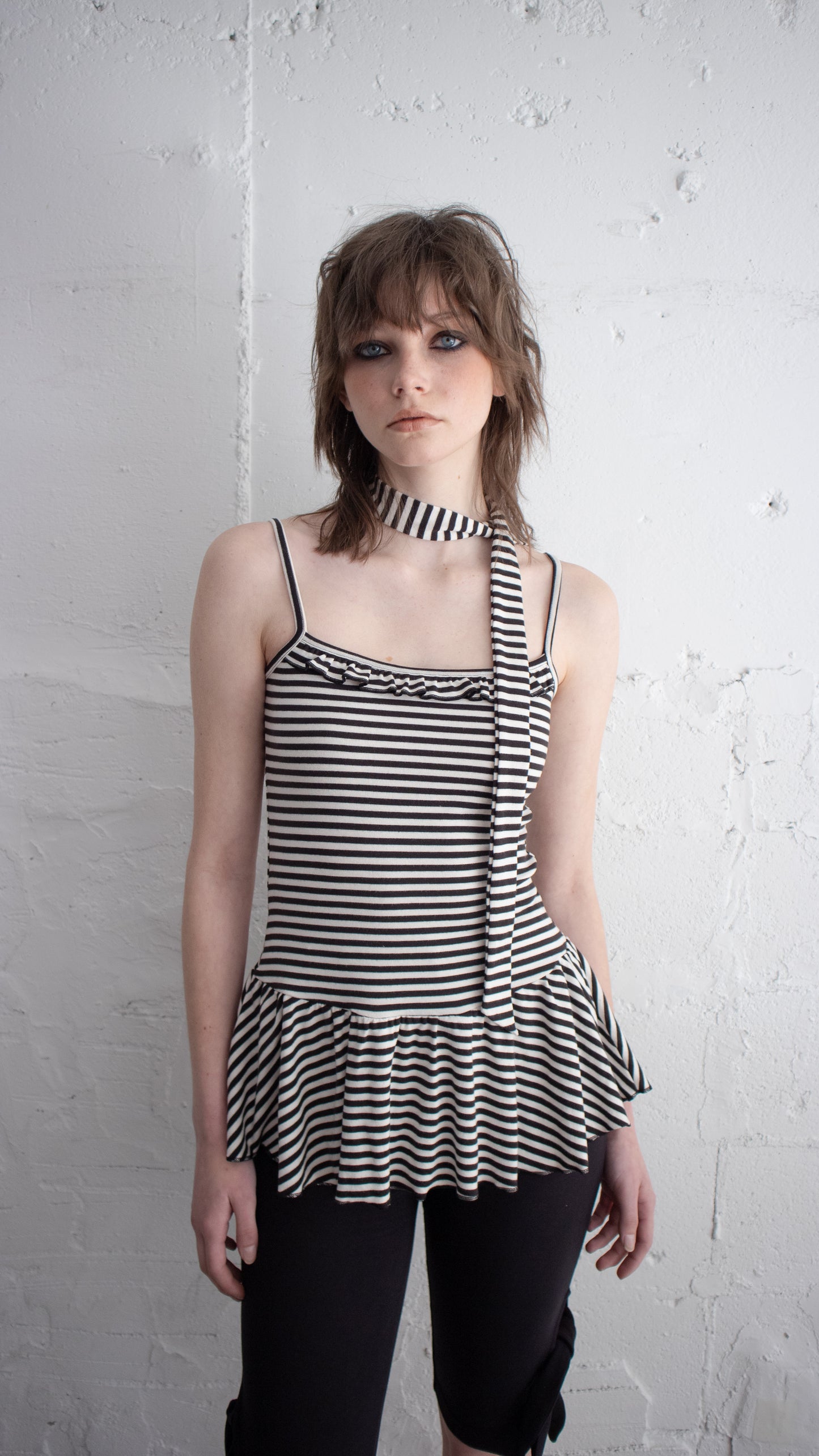 Twee stripe mini dress (ivory)