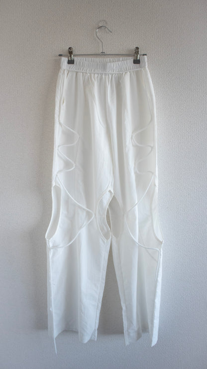 String hole nylon pants (white)