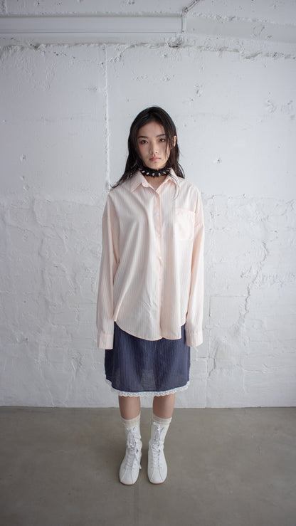 Peach stripe poplin shirt