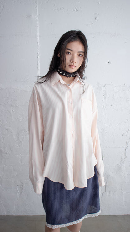 Peach stripe poplin shirt