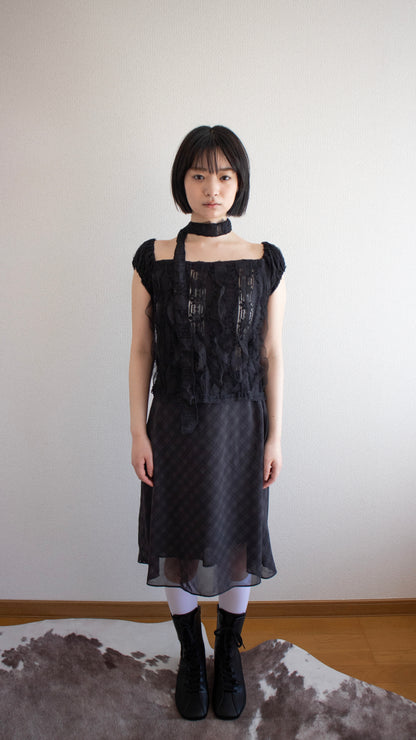 Sheer frill top (black)