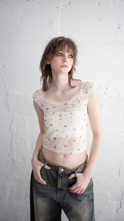 Sheer rose blouse (ivory)