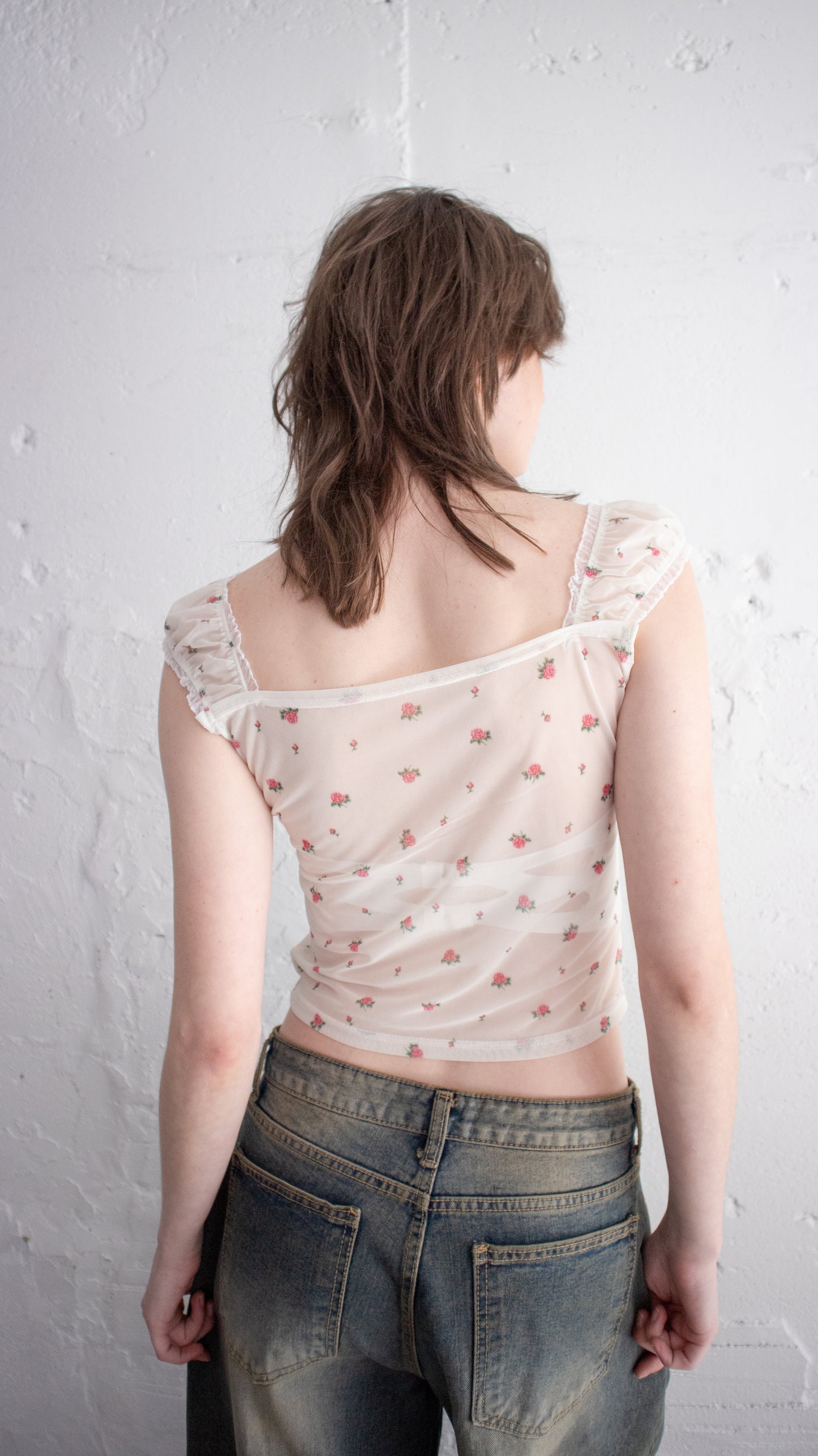 Sheer rose blouse (ivory)