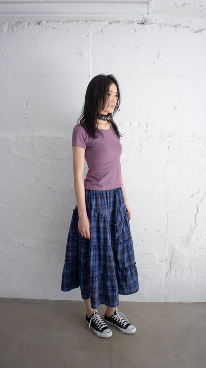 Bibi check long skirt