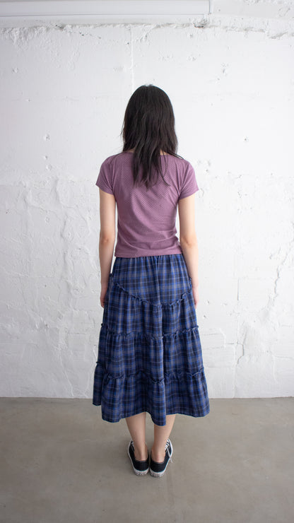 Bibi check long skirt