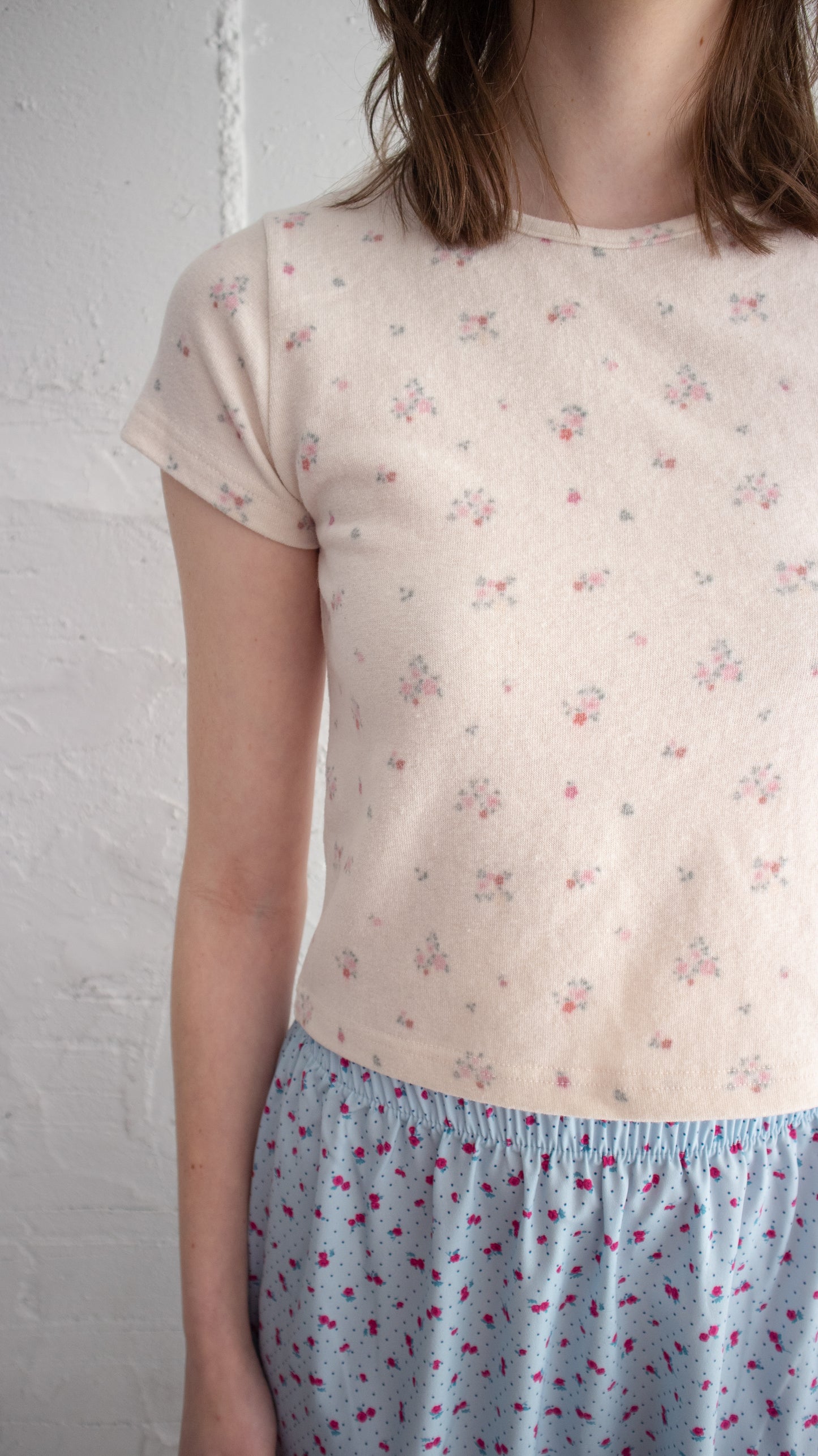 Fade flower t-shirt(cream)