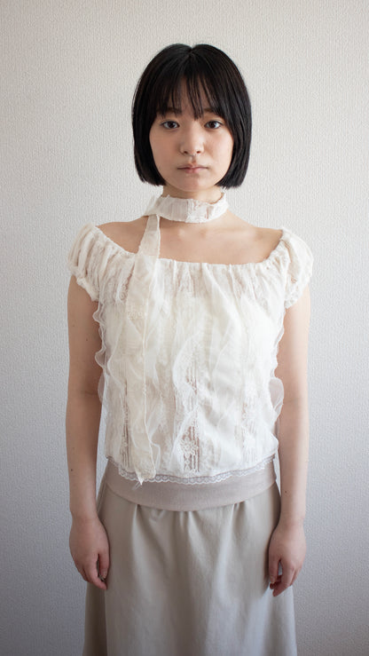 Sheer frill top (white)