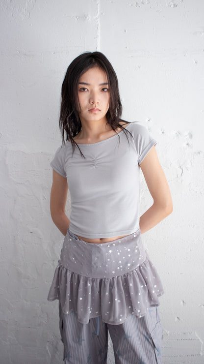 Shiny star layered skirt (gray)