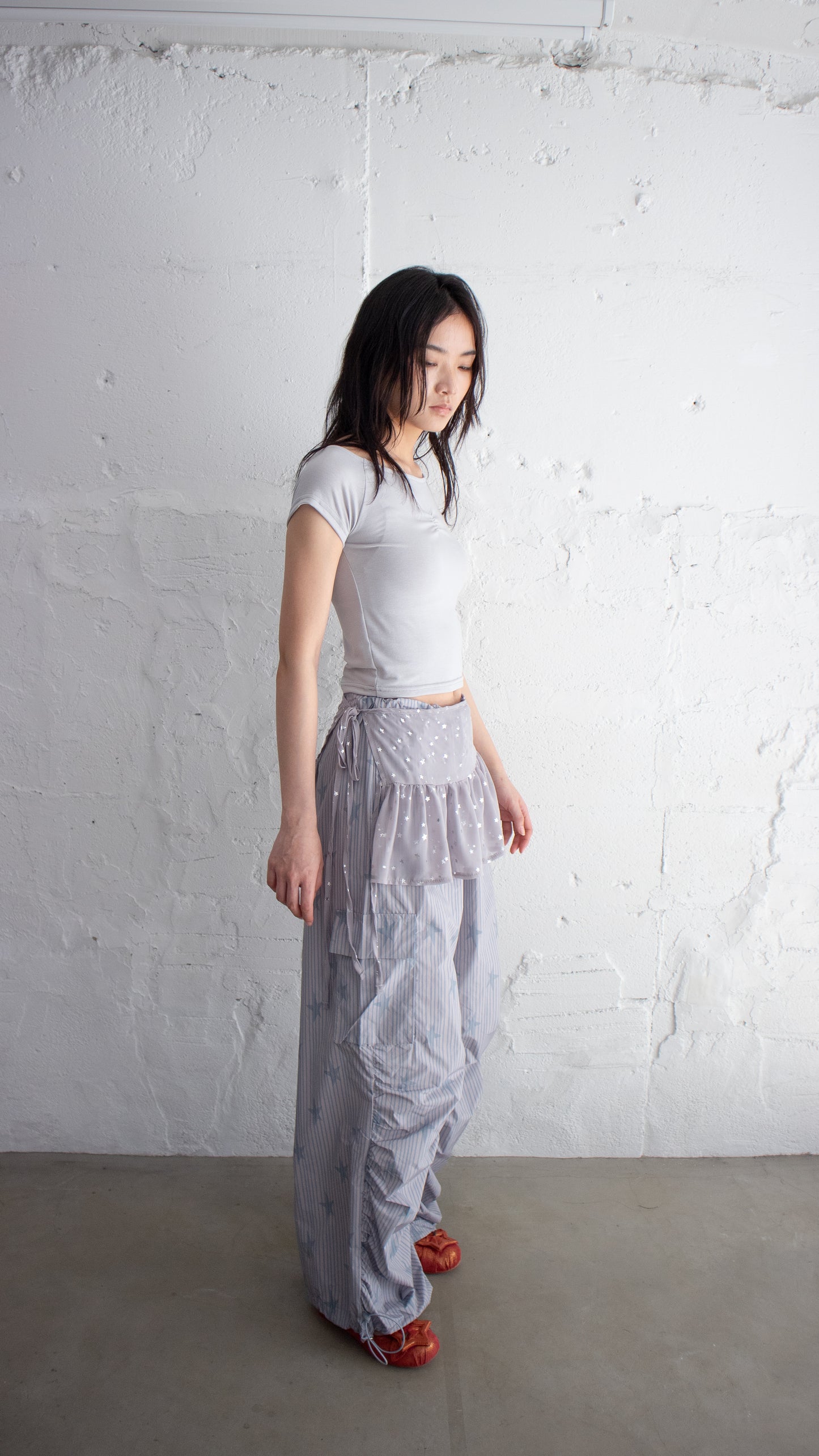 Shiny star layered skirt (gray)