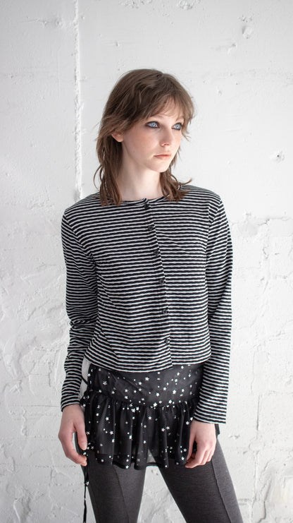 Stripe dot cardigan (black)