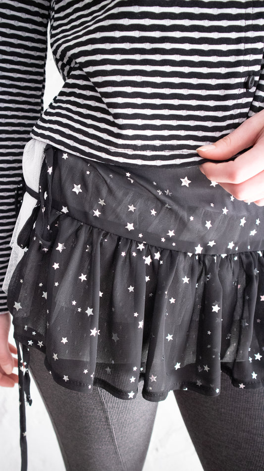 Shiny star layered skirt (black)