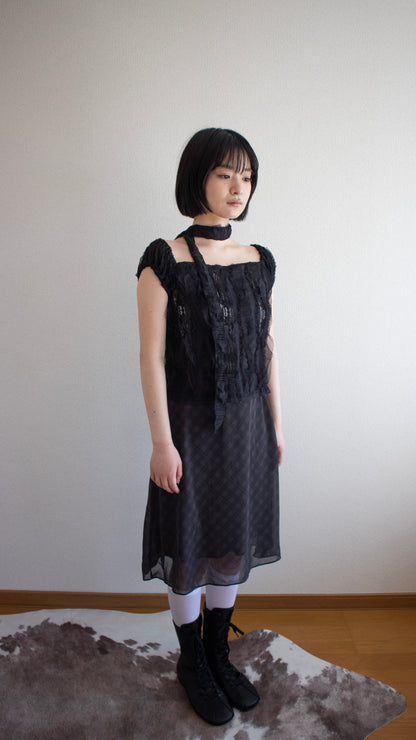 Sheer frill top (black)