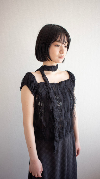 Sheer frill top (black)