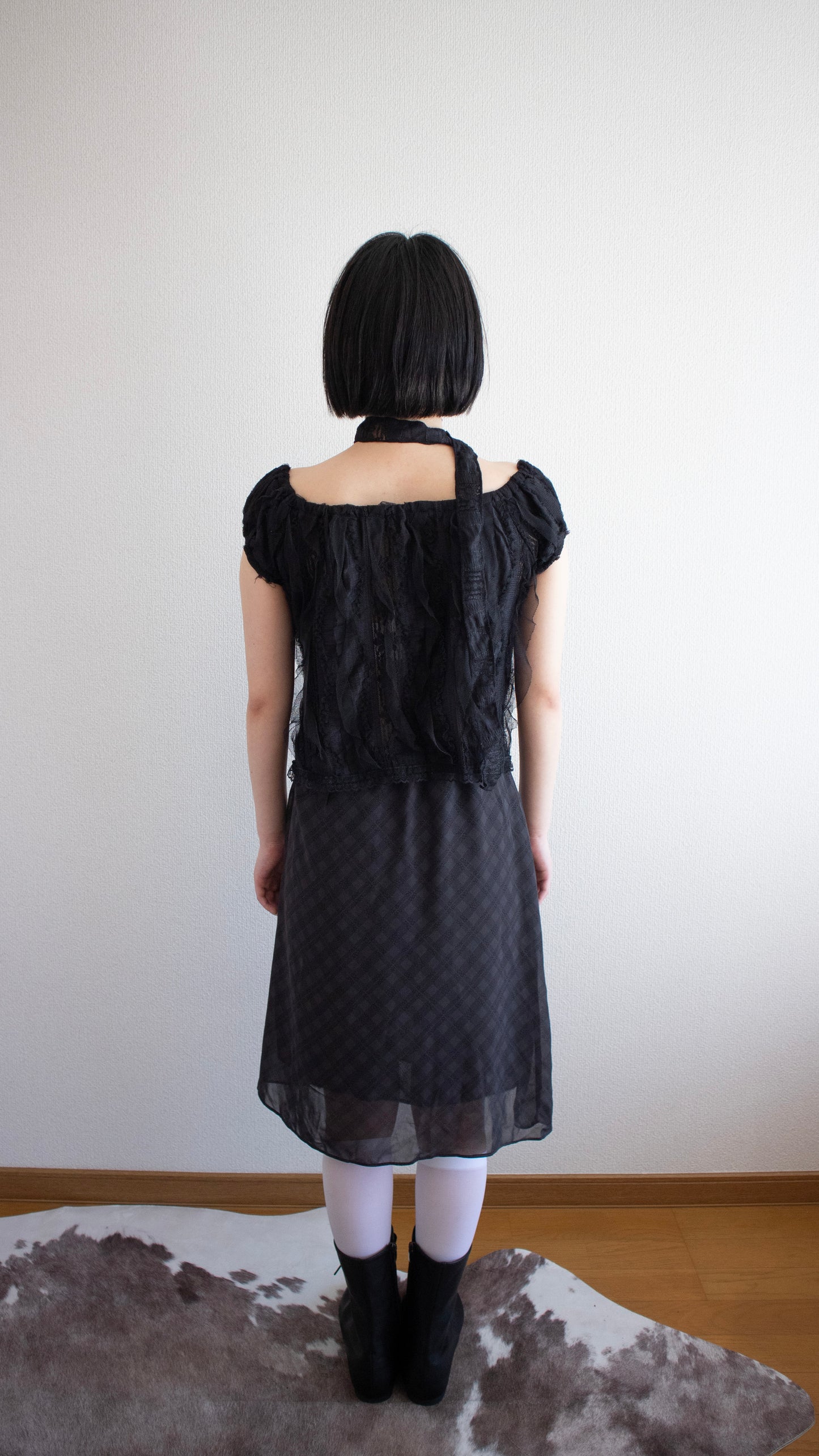 Sheer frill top (black)