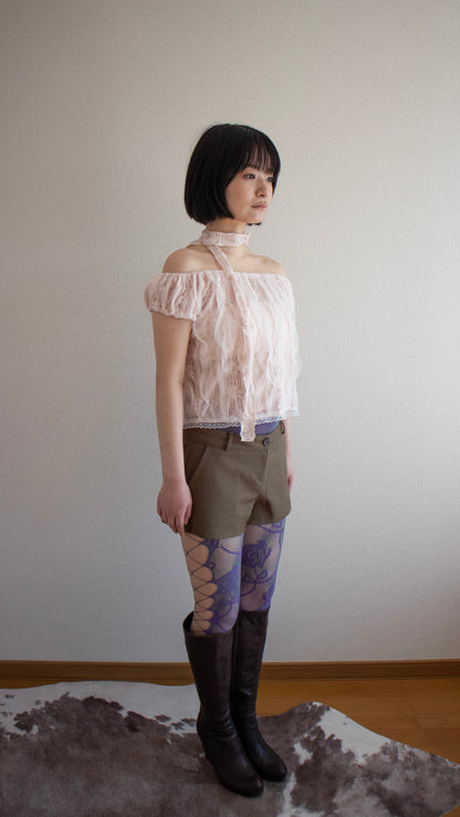 Sheer frill top (pink)