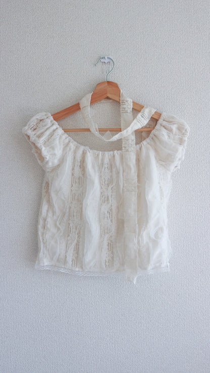 Sheer frill top (white)