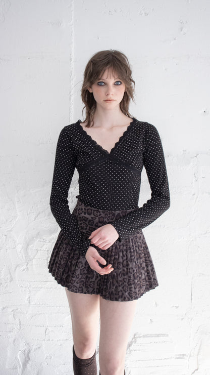 Paris dot lace top (black)