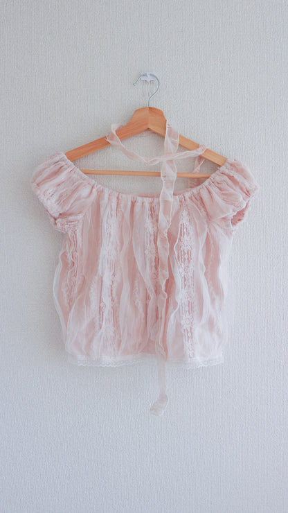 Sheer frill top (pink)