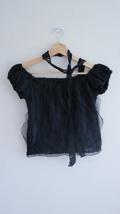 Sheer frill top (black)