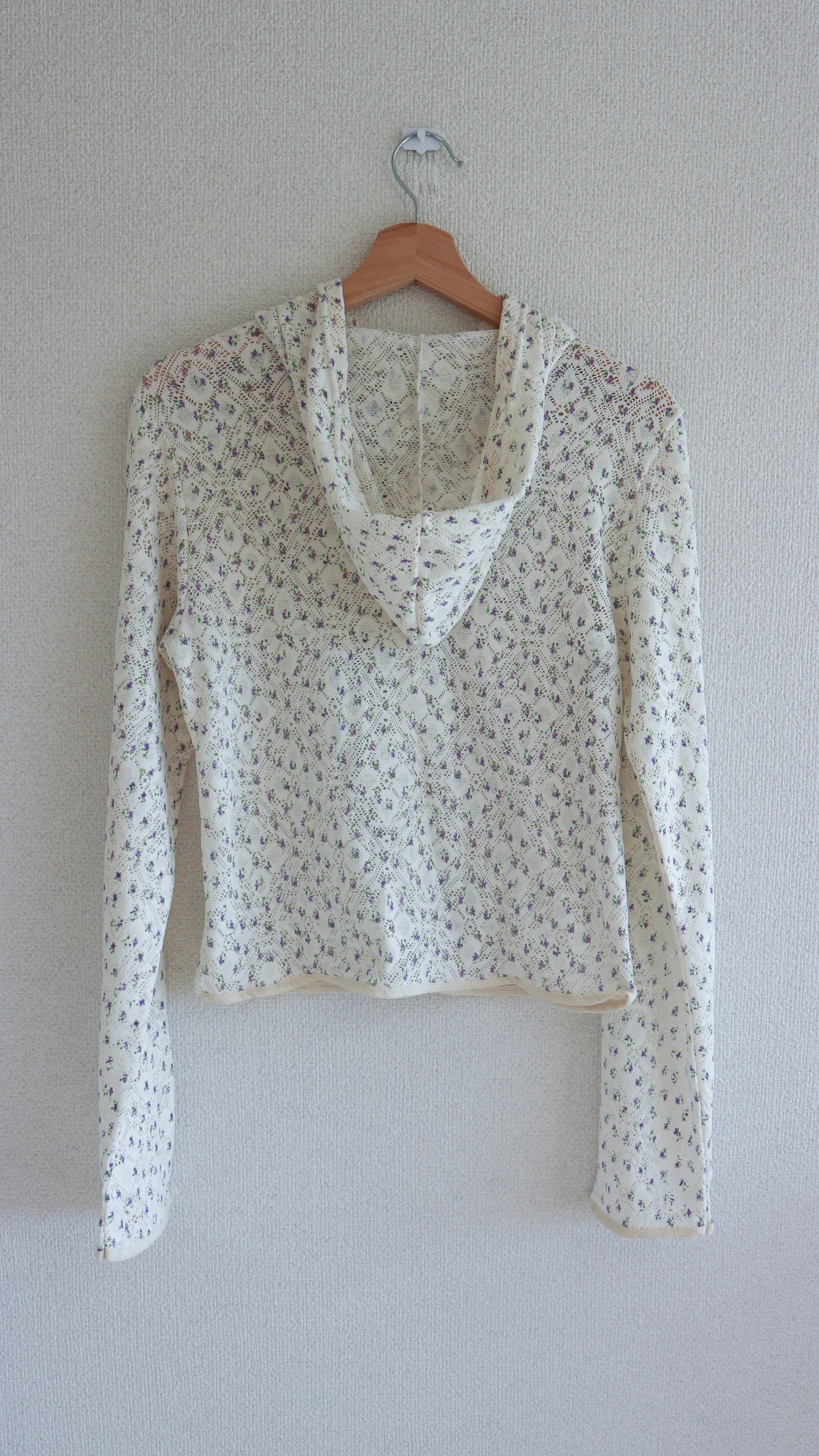 Eyelet flower zip hoodie