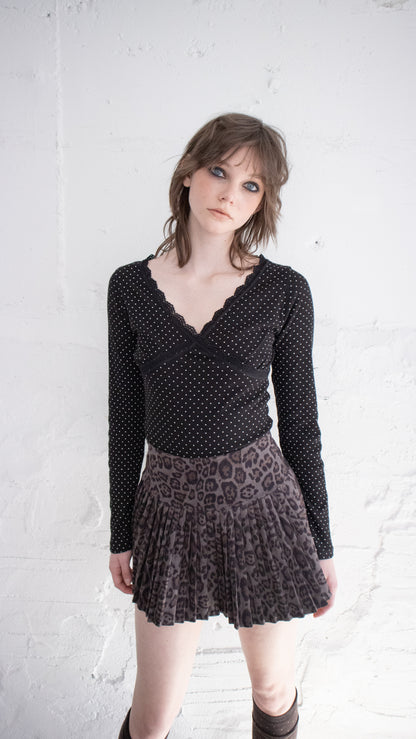 Paris dot lace top (black)