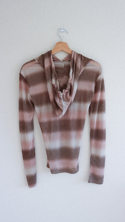 Sheer gradation hoodie (pink)