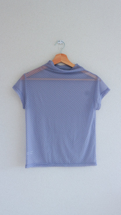 Dot sheer mock neck S\S tee (lavender)