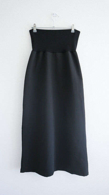 Fold over long skirt (black)