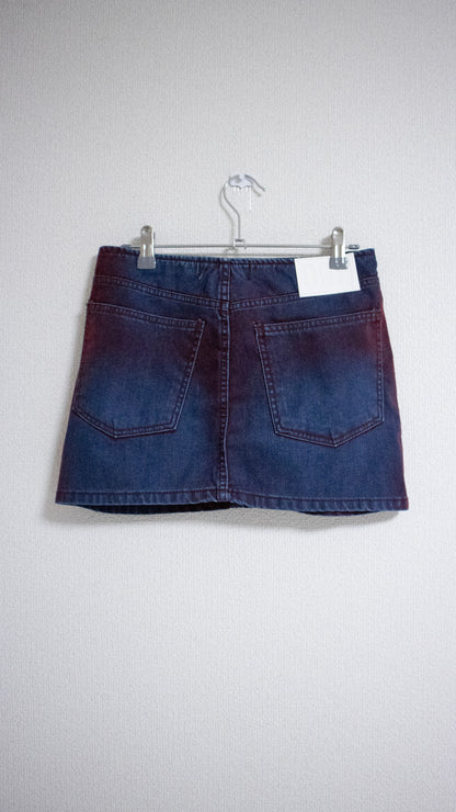 Painted denim mini skirt