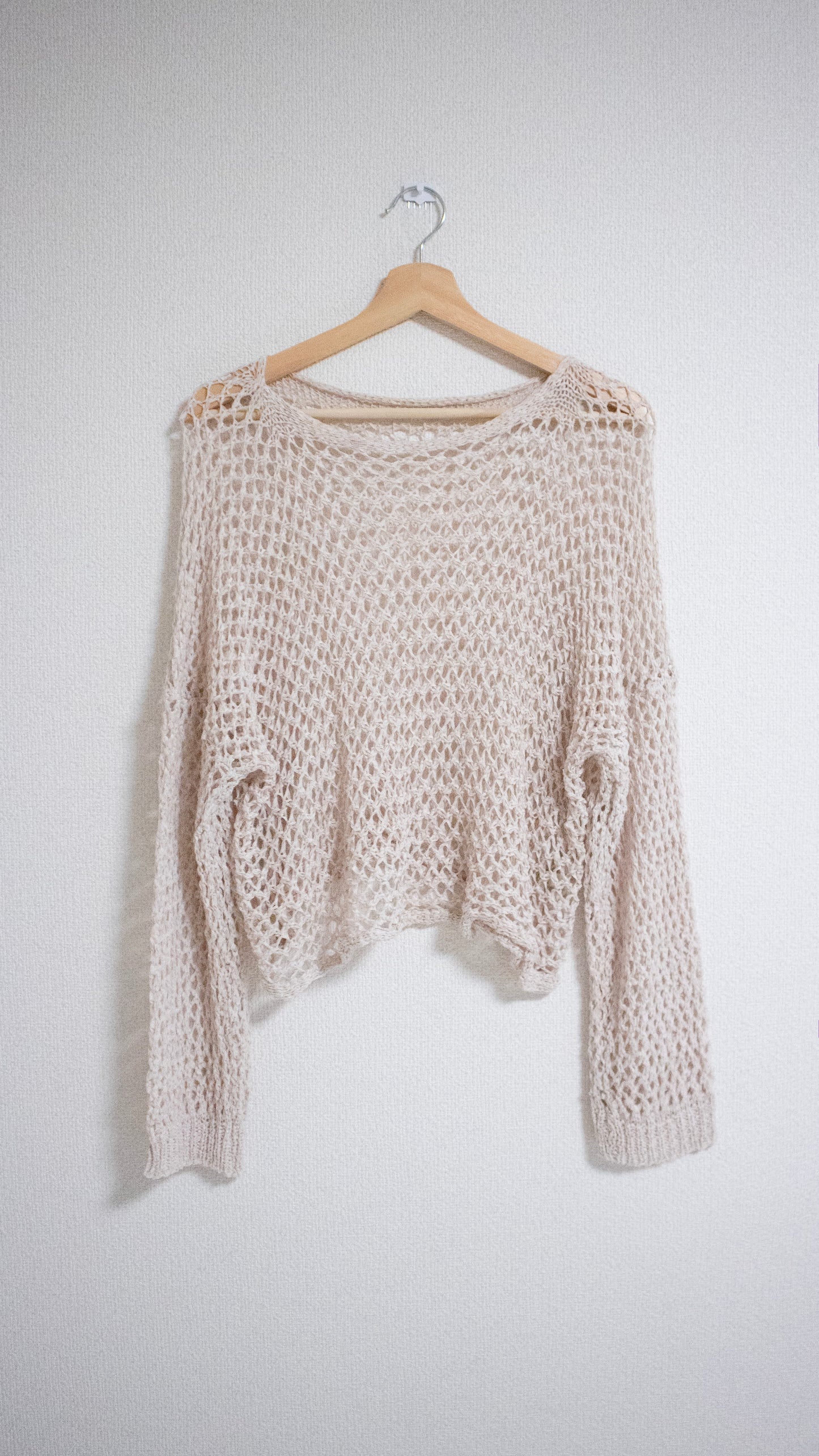 Cropped net top (beige pink)