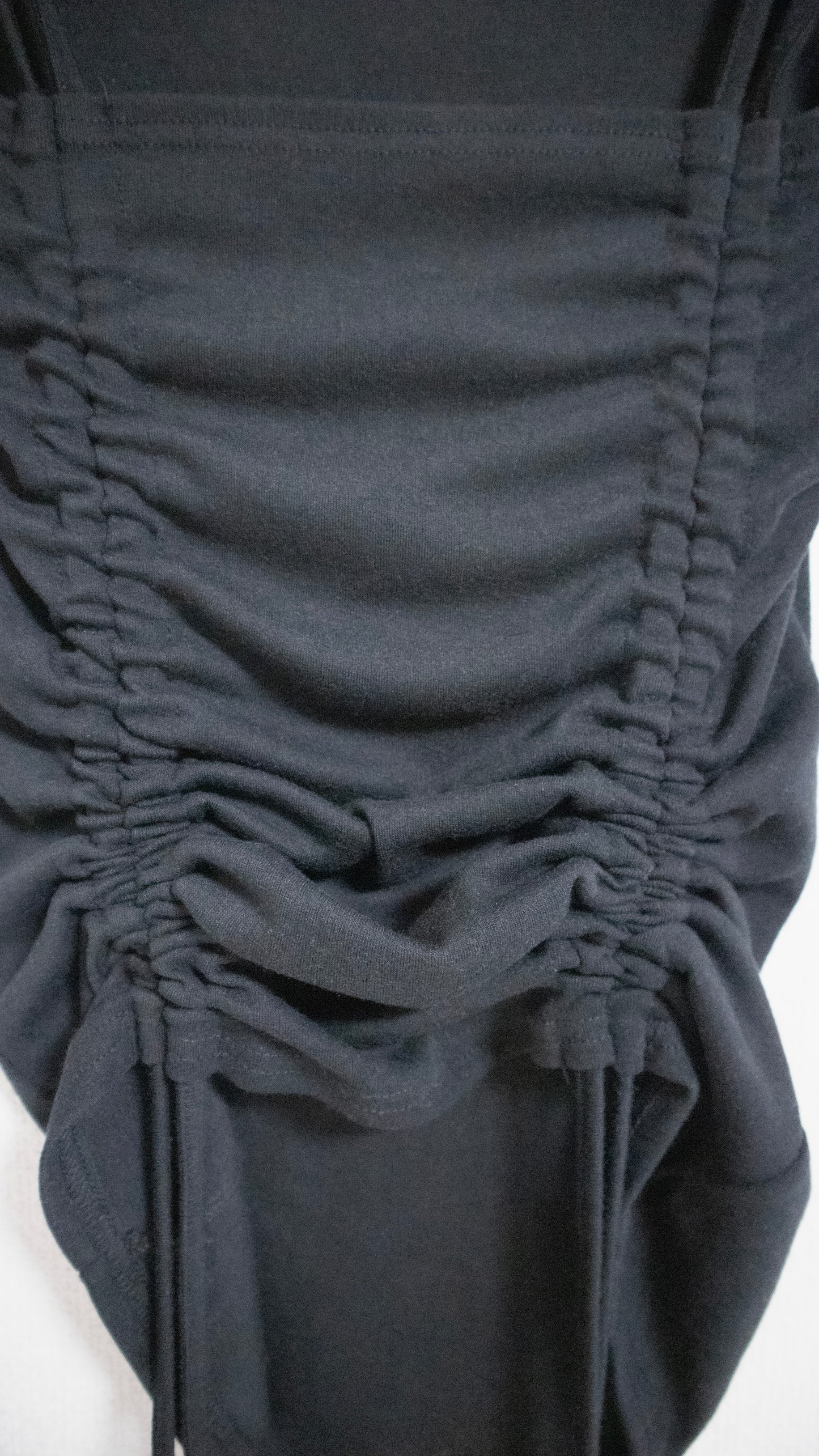 String shirring off shoulder top (black)