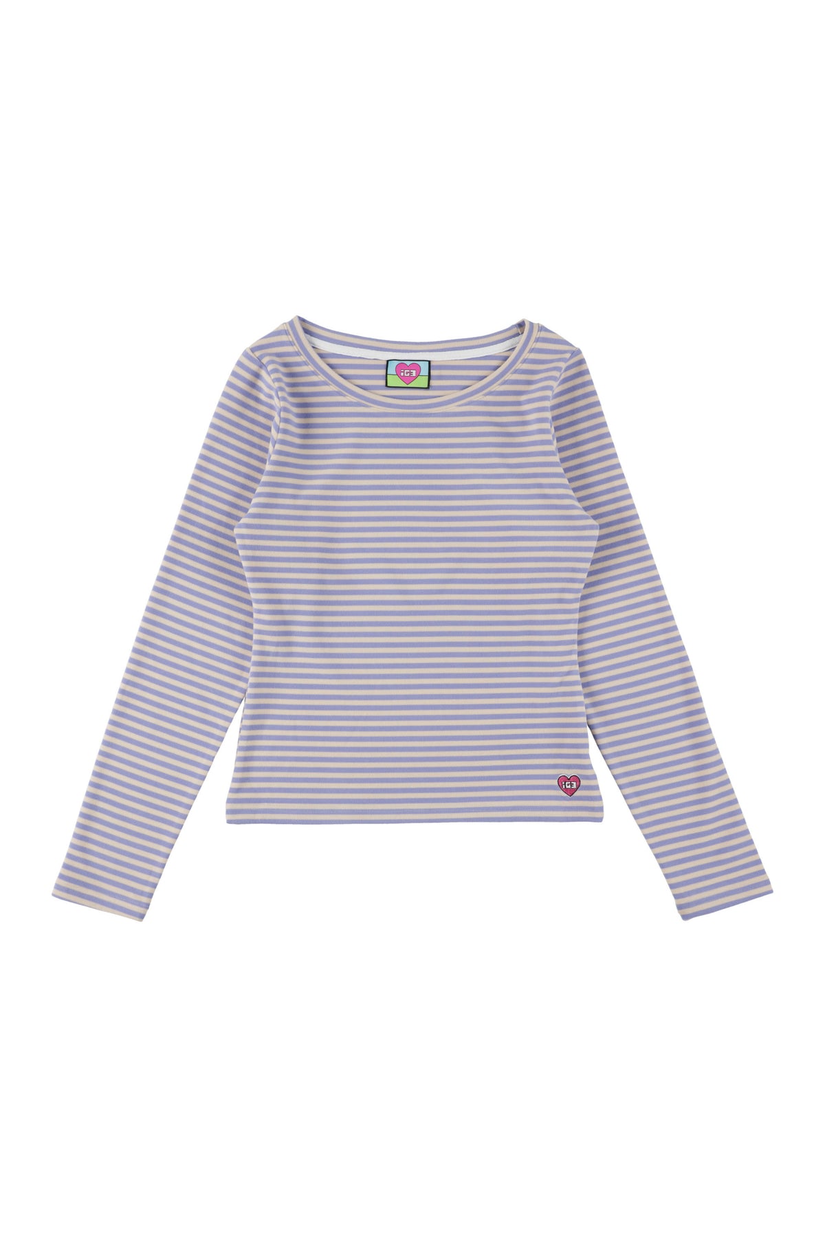 Milk Stripe Fleece Top Lavender
