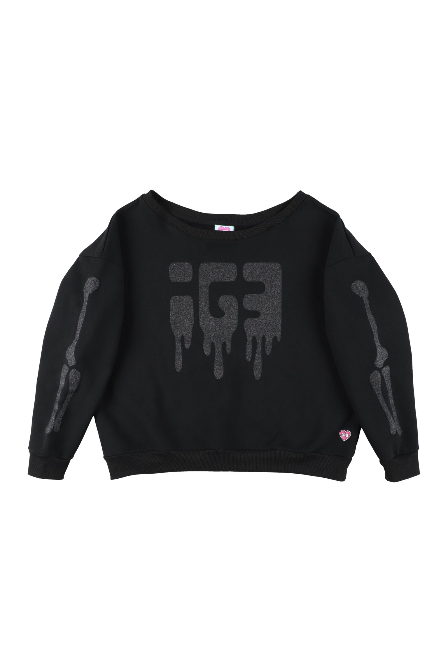 Bone Melt Off Shoulder Sweatshirt Black