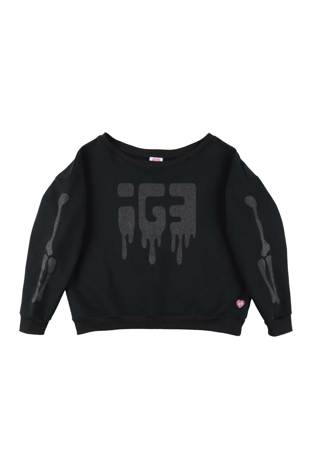 Bone Melt Off Shoulder Sweatshirt Black
