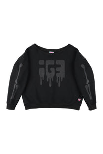 Bone Melt Off Shoulder Sweatshirt Black