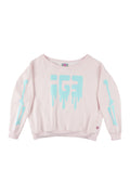 Bone Melt Off Shoulder Sweatshirt Pink